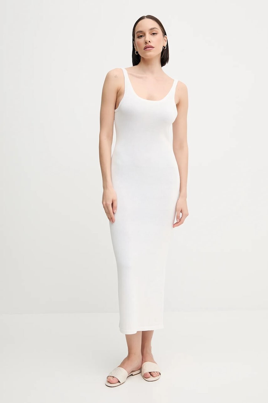 Šaty Calvin Klein Jeans biela farba, maxi, priliehavé, J20J225284