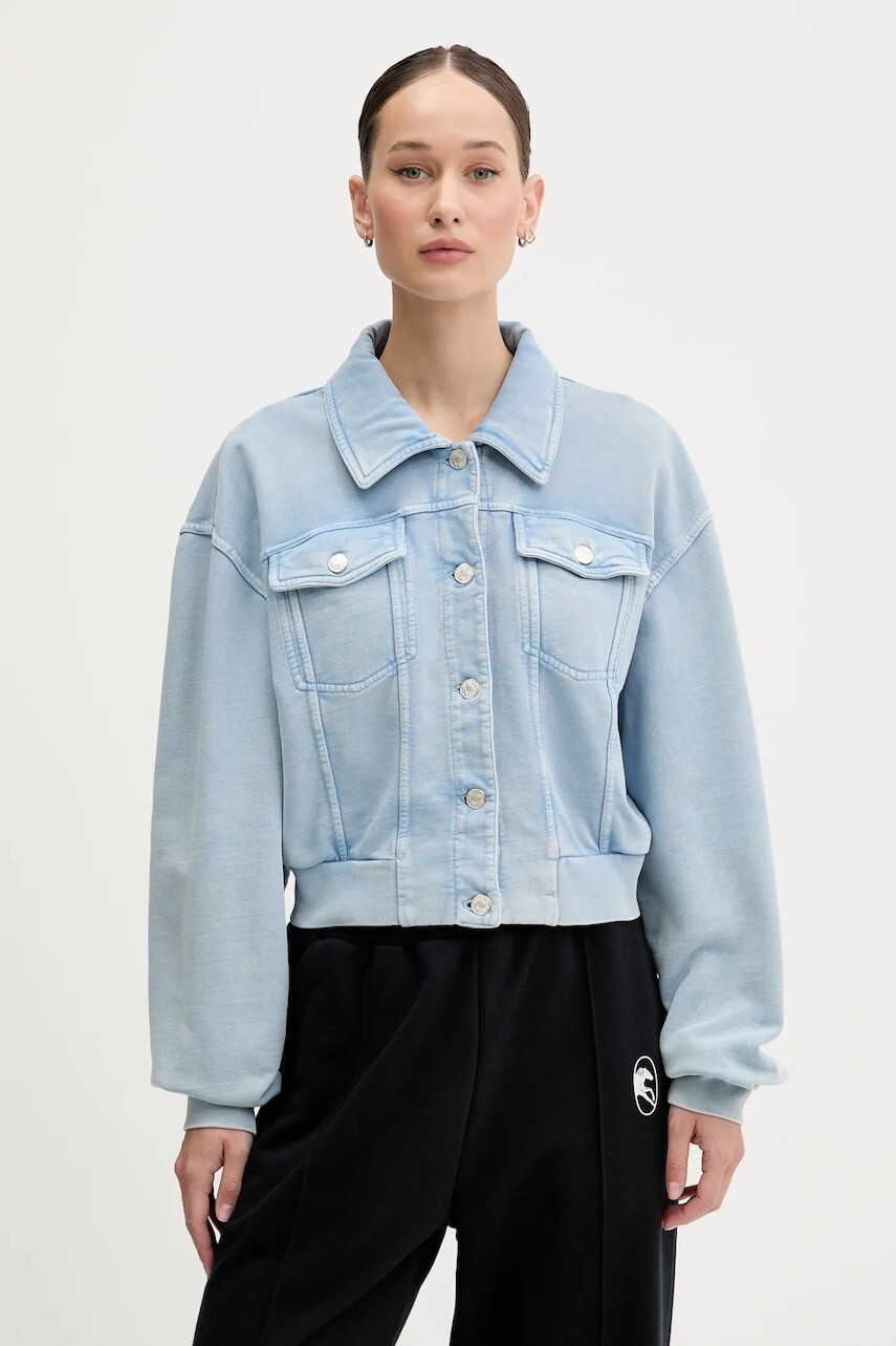 Rifľová bunda Moschino Jeans prechodná, 0504 3730
