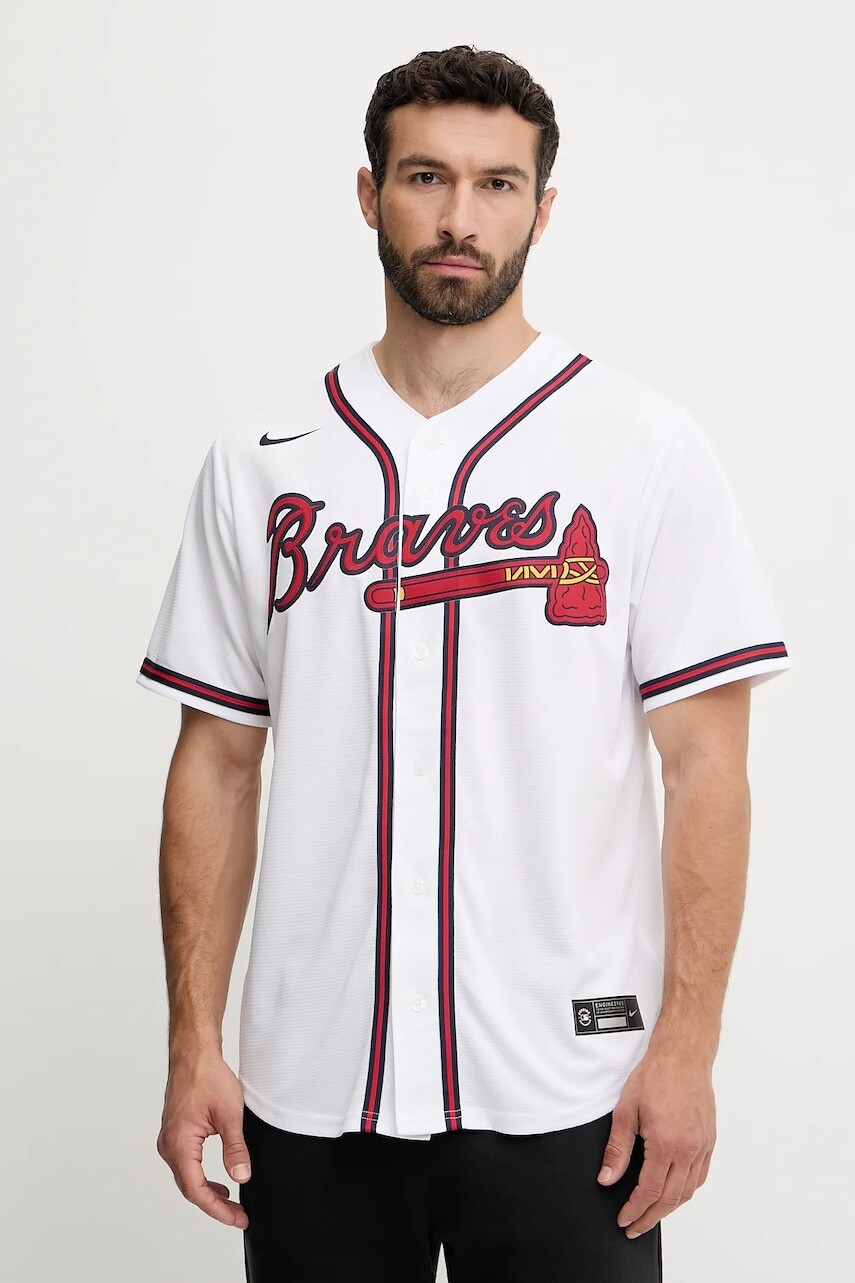 Košeľa Nike Atlanta Braves biela farba, voľný strih, T770-AWWH-AW-XVH