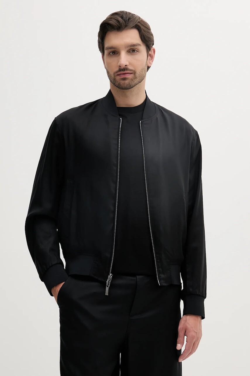 Obojstranná bunda bomber Armani Exchange čierna farba, prechodná, oversize, XM000390 AF13170