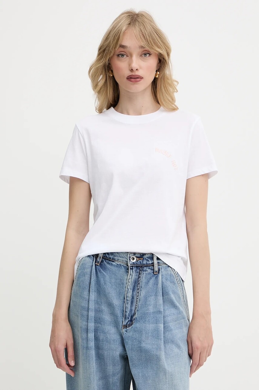 Bavlnené tričko Armani Exchange dámske, biela farba, XW000543 AF10359