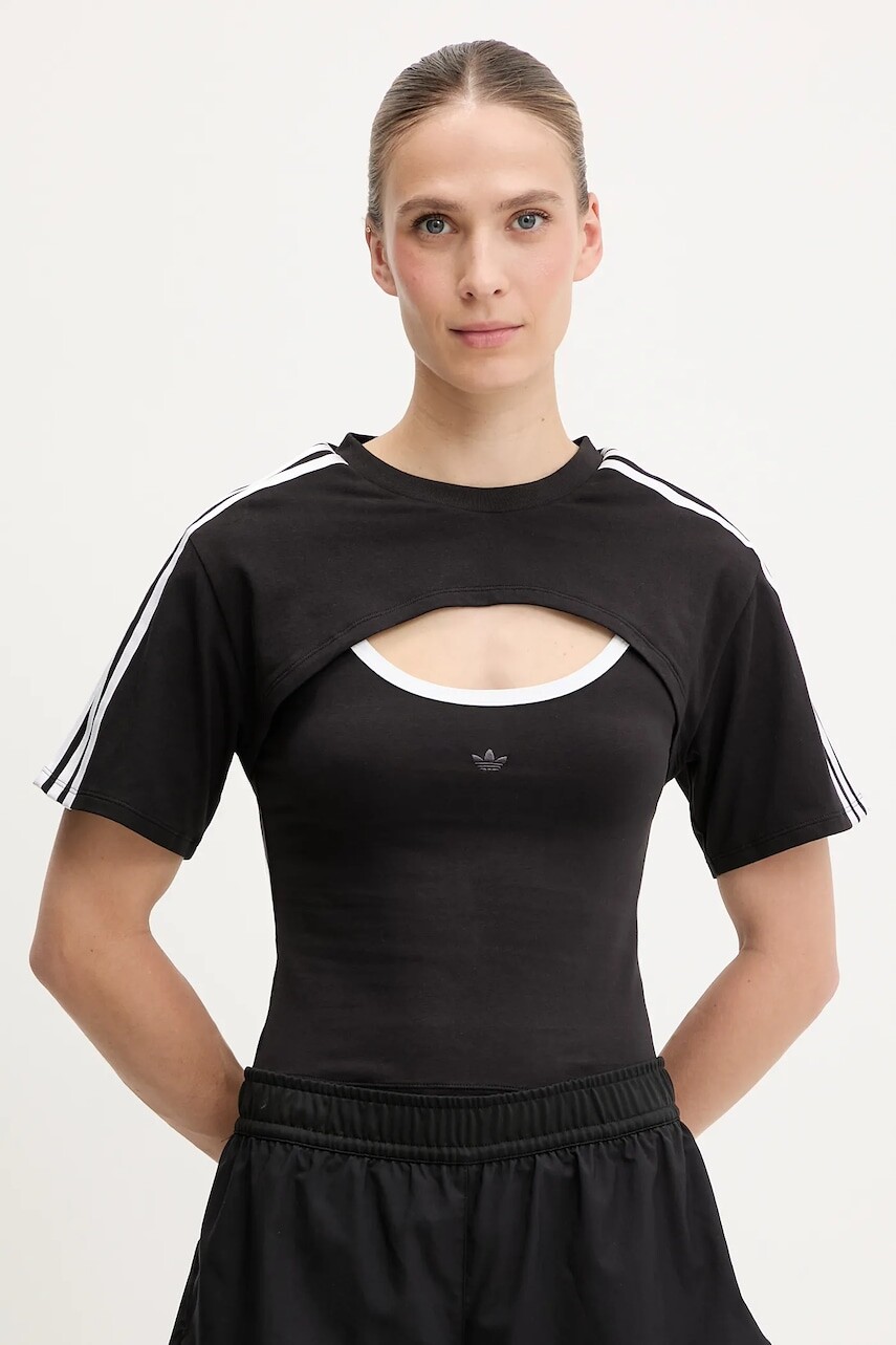 Tričko adidas Originals Cut-Out Tee dámske, čierna farba, JD0042