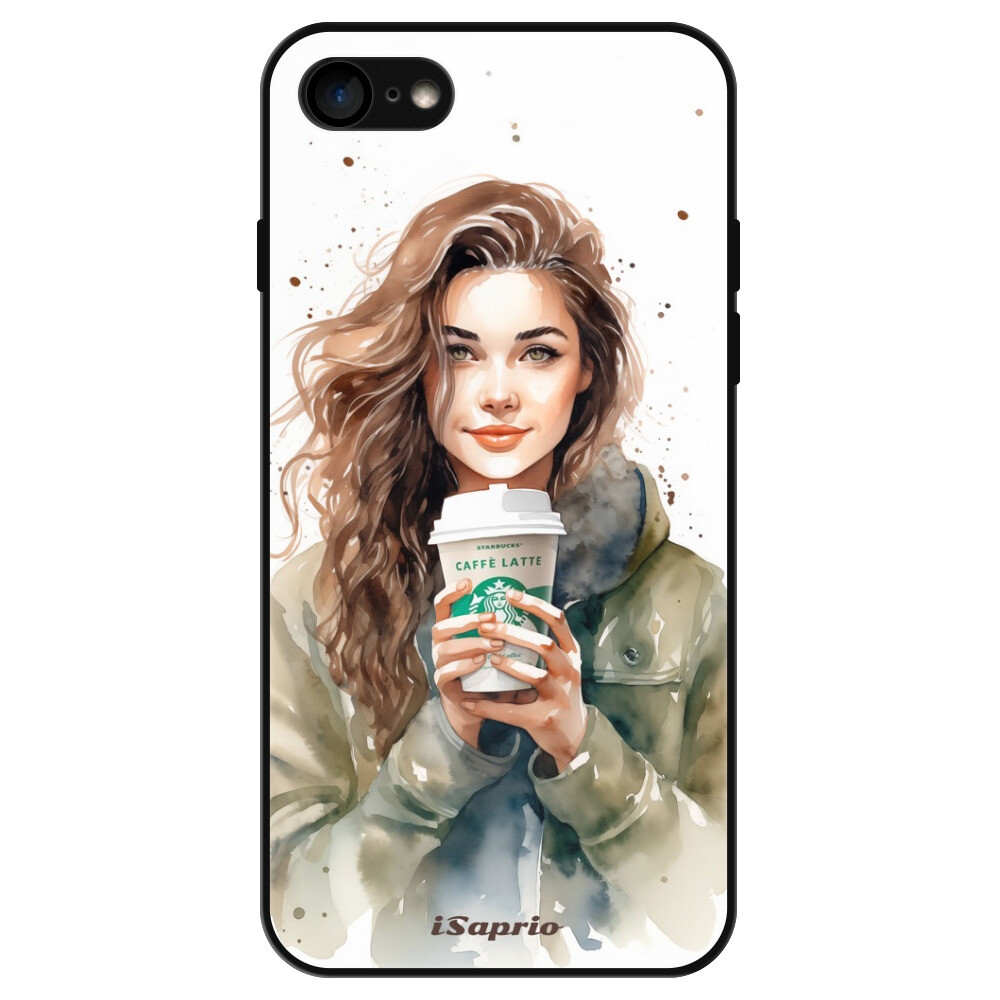 Lesklé puzdro Exclusive iSaprio - Girl With Latte - iPhone 7/8/SE 2020/SE 2022