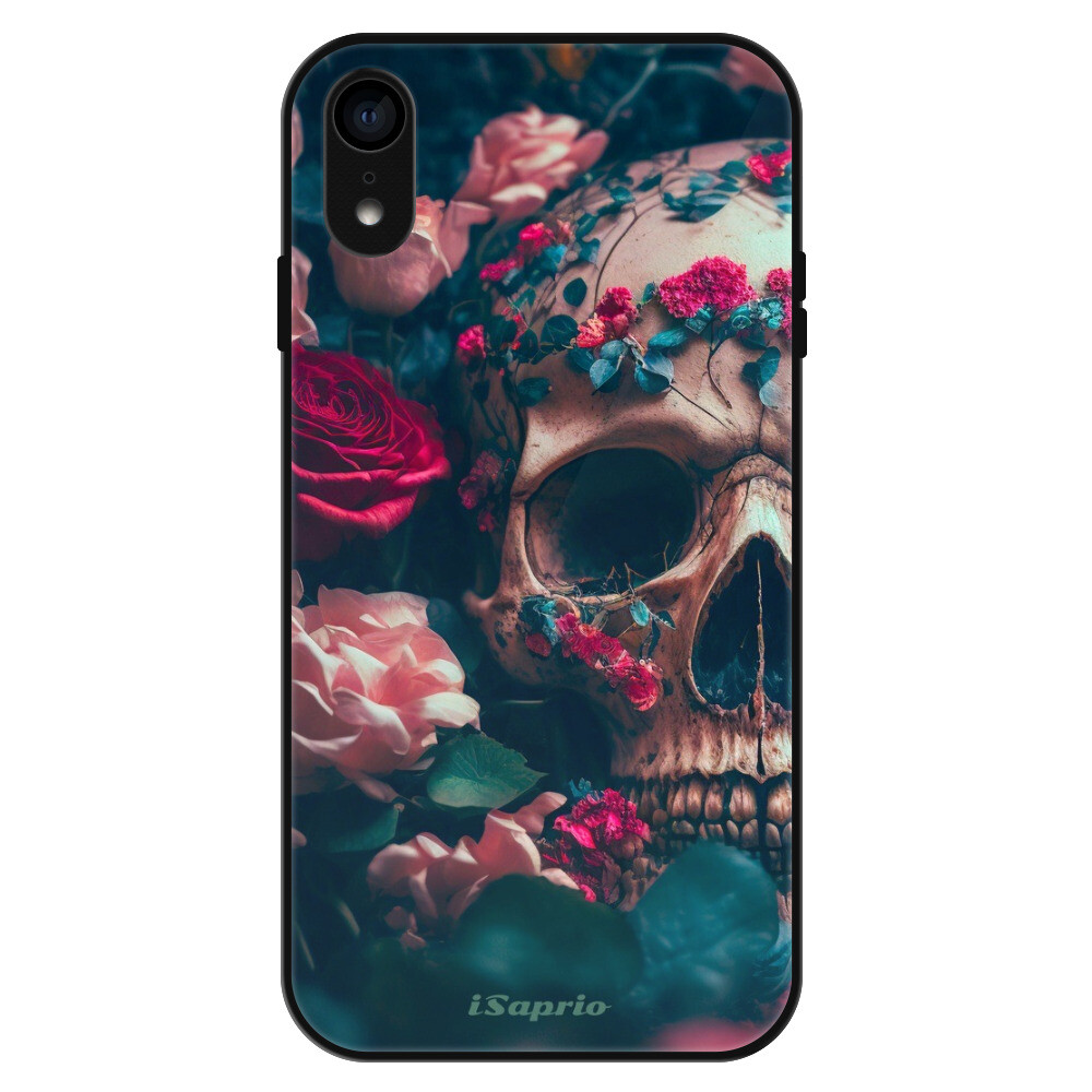 Lesklé puzdro Exclusive iSaprio - Skull in Roses - iPhone XR