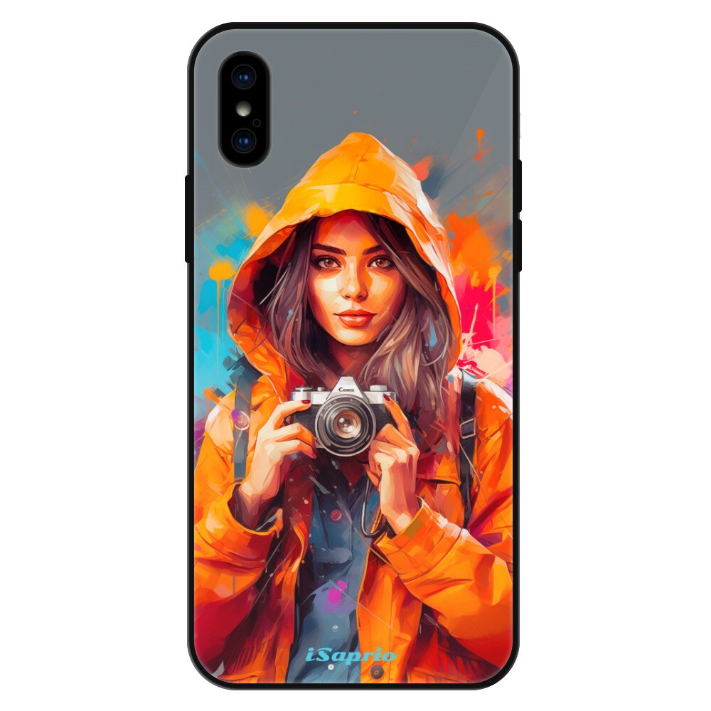 Lesklé puzdro Exclusive iSaprio - Girl with Camera - iPhone X/XS