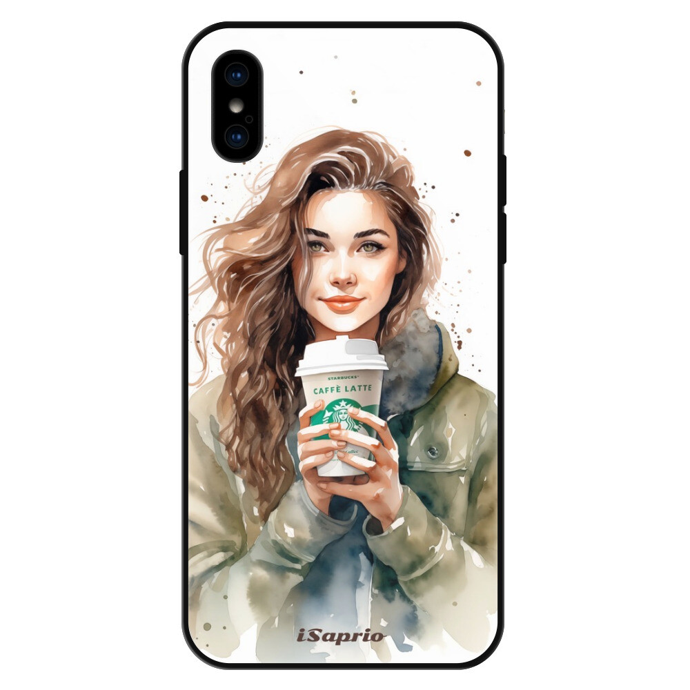 Lesklé puzdro Exclusive iSaprio - Girl With Latte - iPhone X/XS