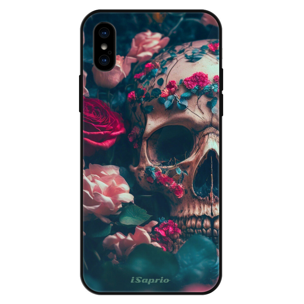 Lesklé puzdro Exclusive iSaprio - Skull in Roses - iPhone X/XS
