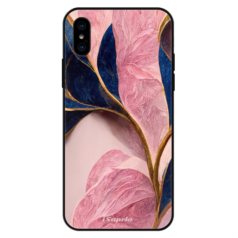 Lesklé puzdro Exclusive iSaprio - Pink Blue Leaves - iPhone X/XS