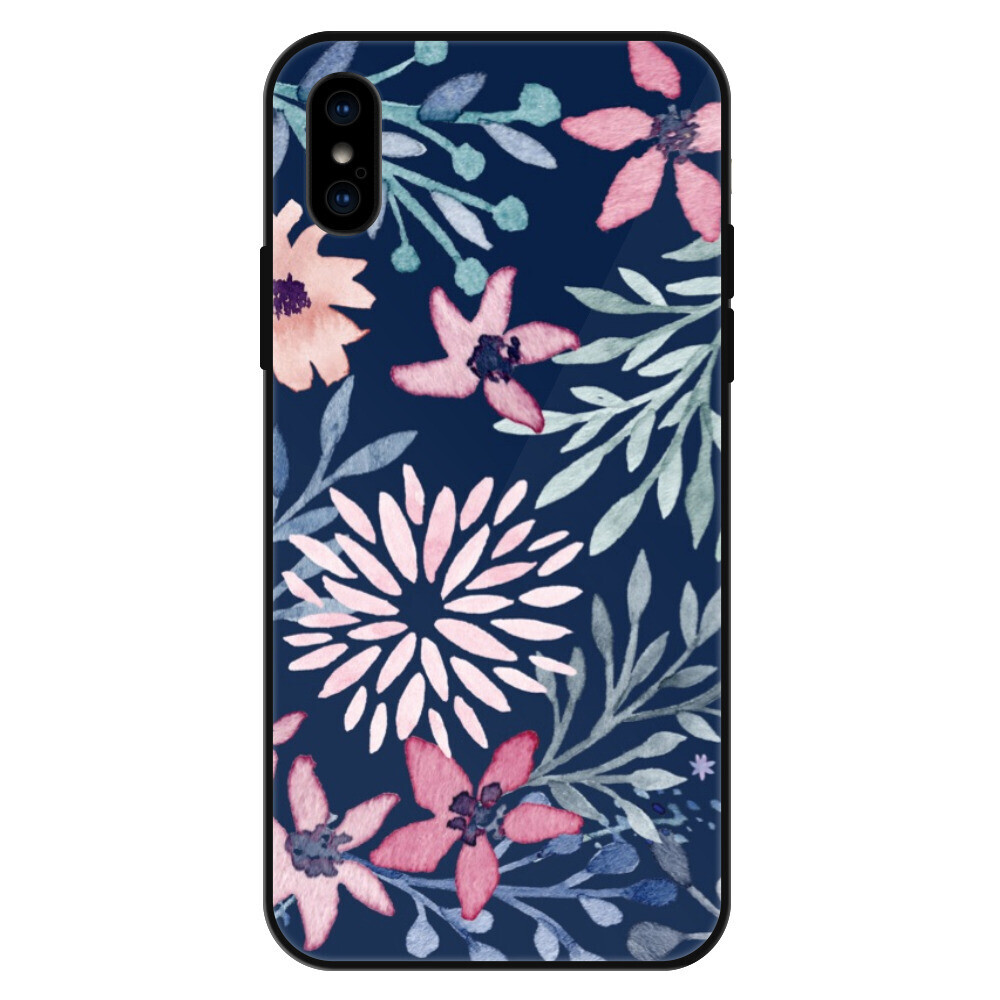 Lesklé puzdro Exclusive iSaprio - Leaves on Blue - iPhone X/XS