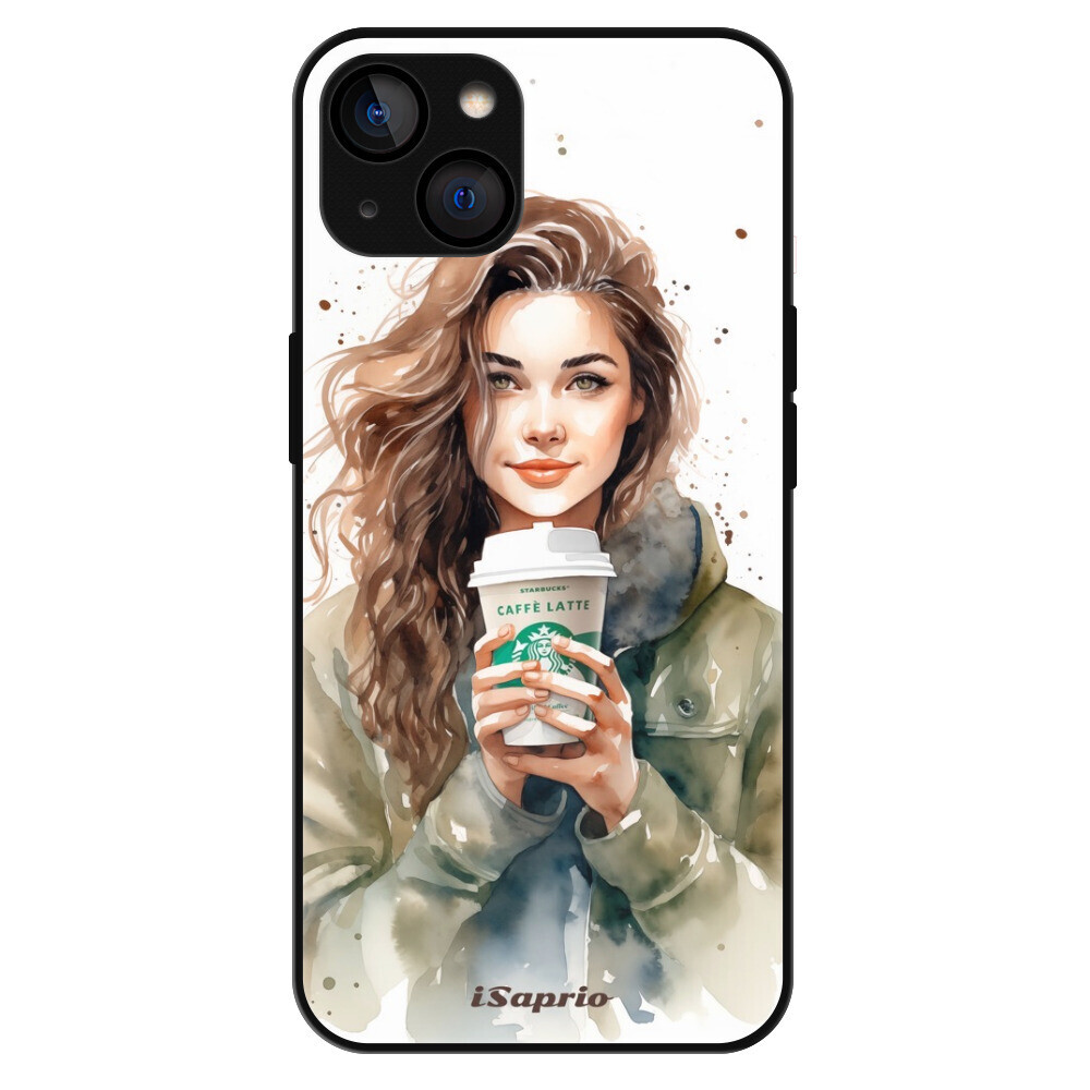 Lesklé puzdro Exclusive iSaprio - Girl With Latte - iPhone 13
