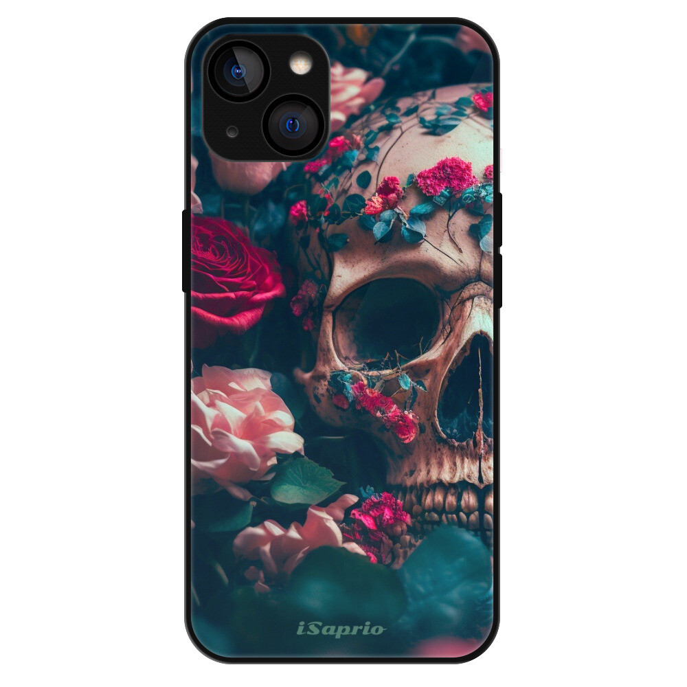 Lesklé puzdro Exclusive iSaprio - Skull in Roses - iPhone 13