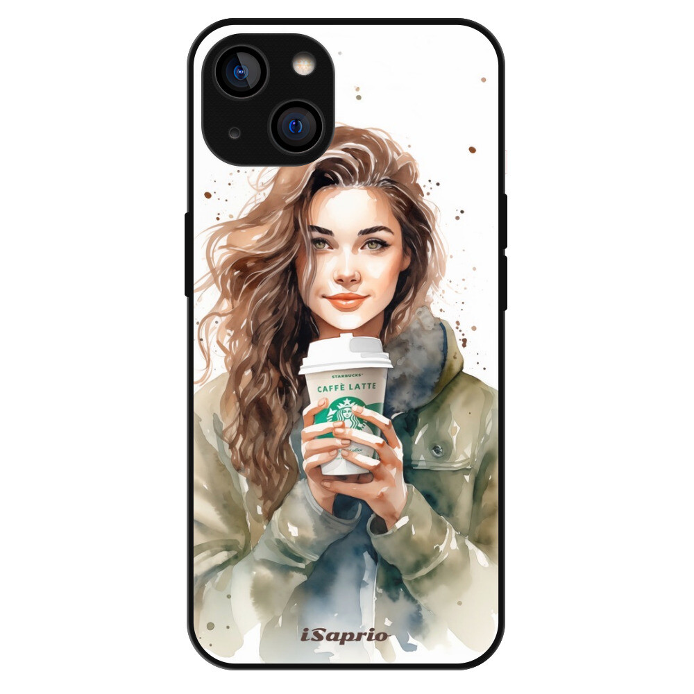 Lesklé puzdro Exclusive iSaprio - Girl With Latte - iPhone 14