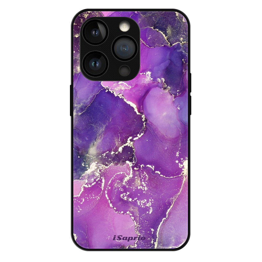 Lesklé puzdro Exclusive iSaprio - Purple Marble 10 - iPhone 14 Pro
