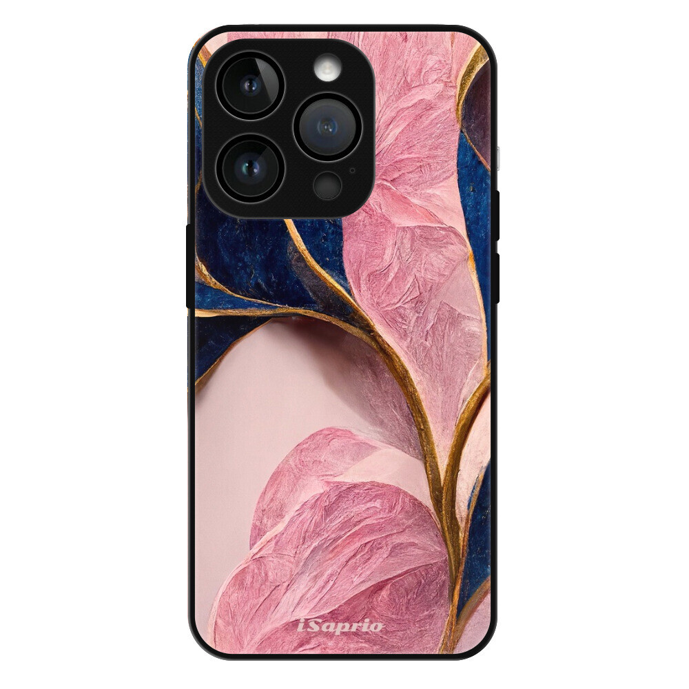 Lesklé puzdro Exclusive iSaprio - Pink Blue Leaves - iPhone 15 Pro