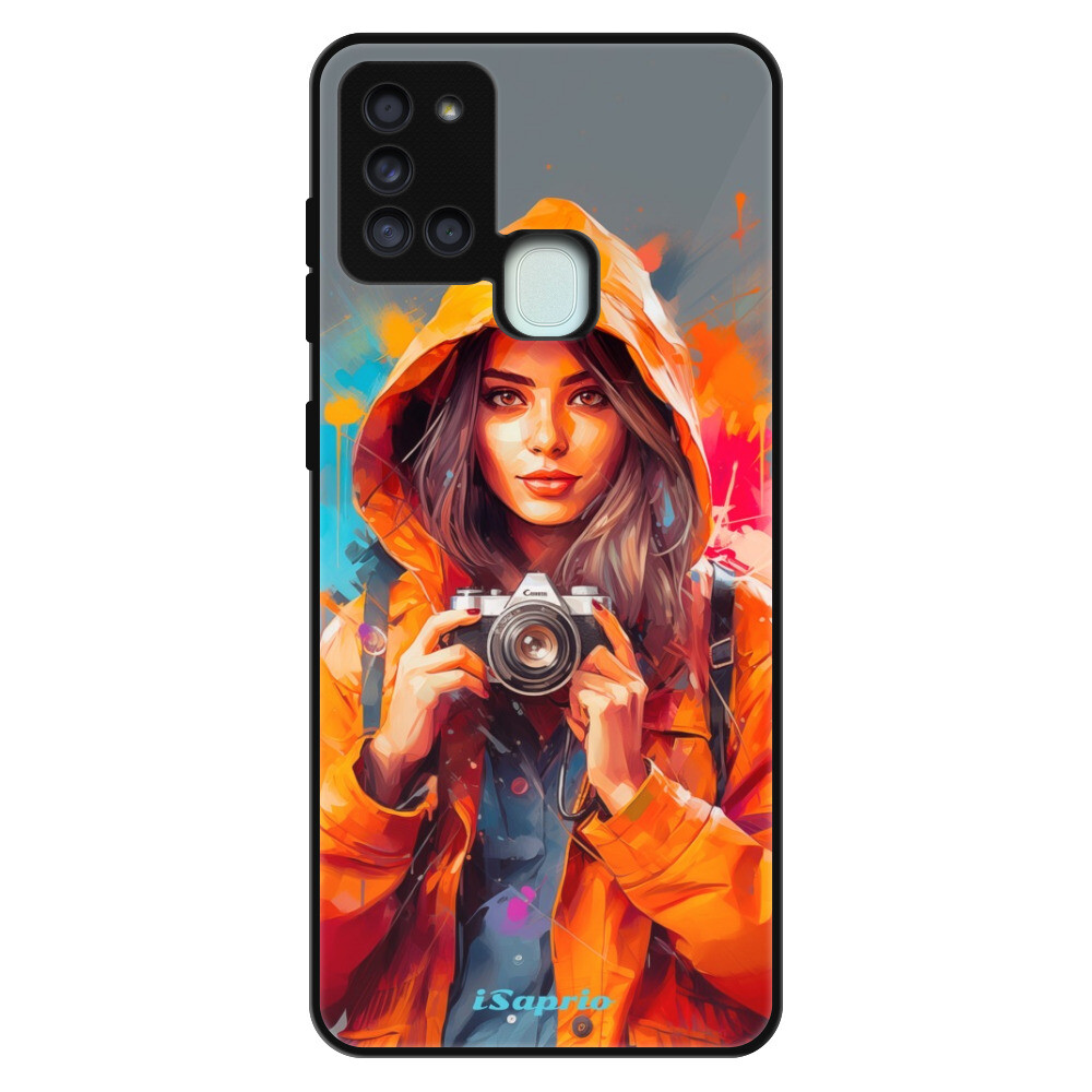 Lesklé puzdro Exclusive iSaprio - Girl with Camera - Samsung Galaxy A21s