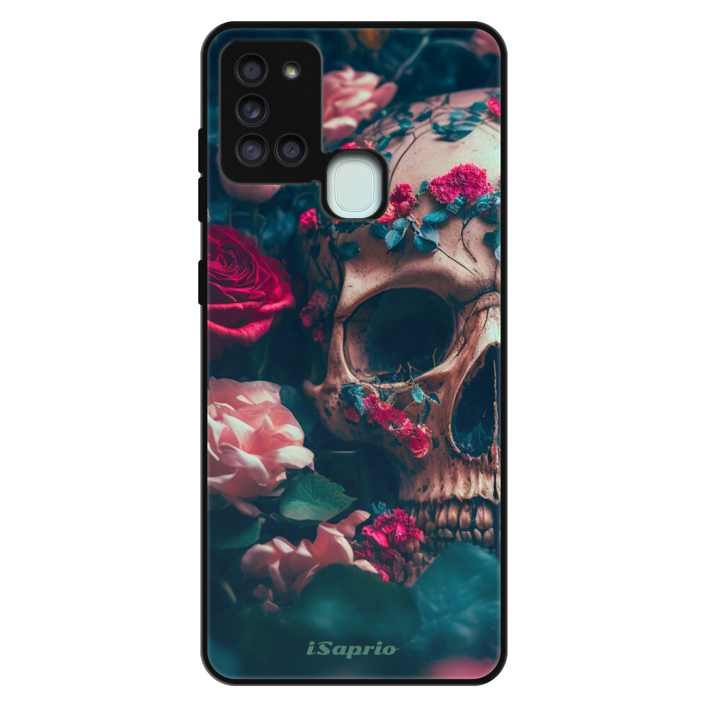Lesklé puzdro Exclusive iSaprio - Skull in Roses - Samsung Galaxy A21s
