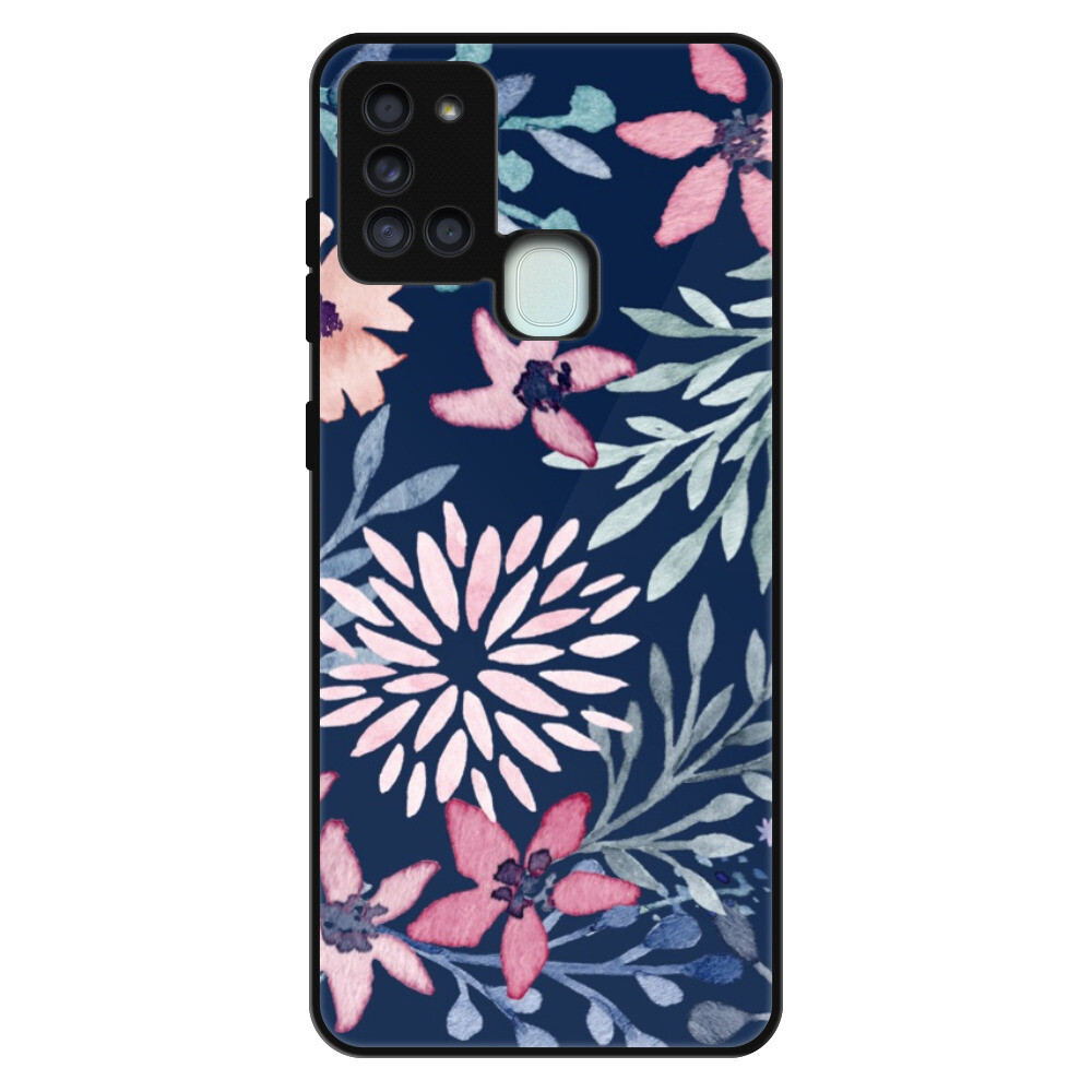 Lesklé puzdro Exclusive iSaprio - Leaves on Blue - Samsung Galaxy A21s