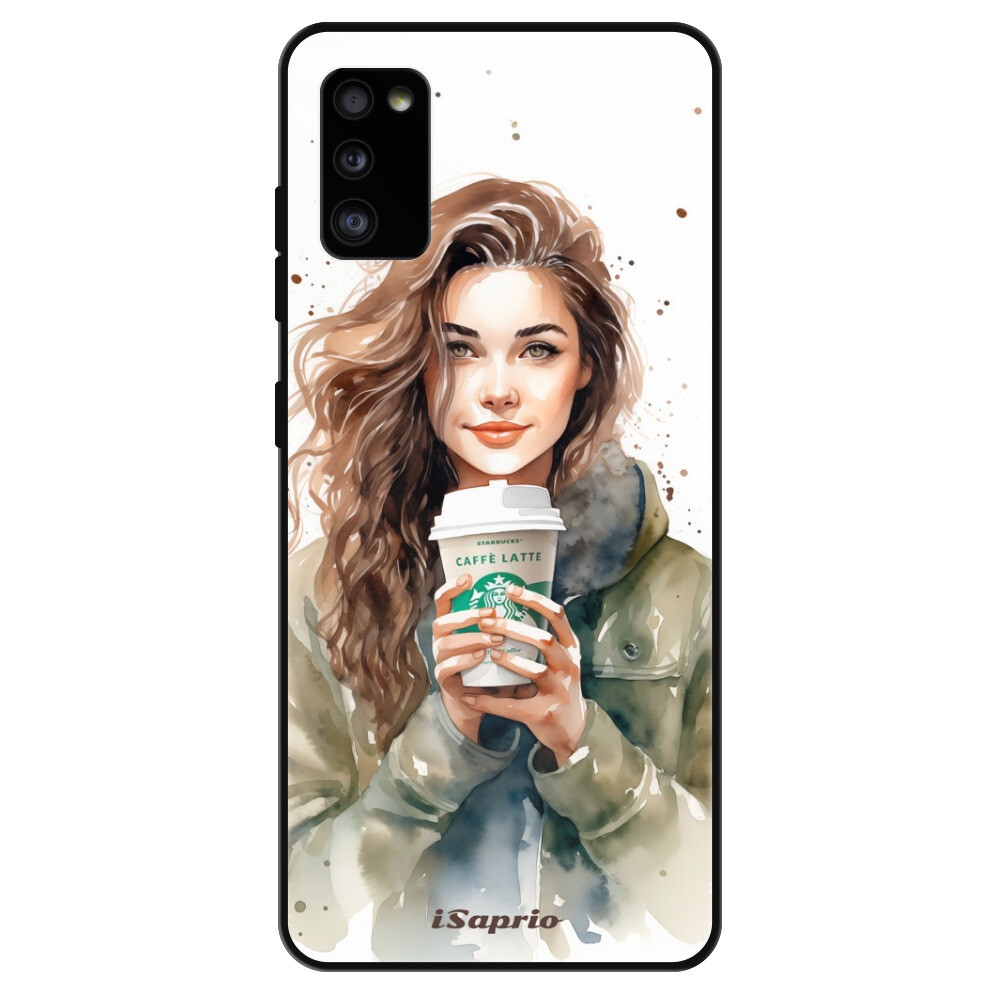 Lesklé puzdro Exclusive iSaprio - Girl With Latte - Samsung Galaxy A41