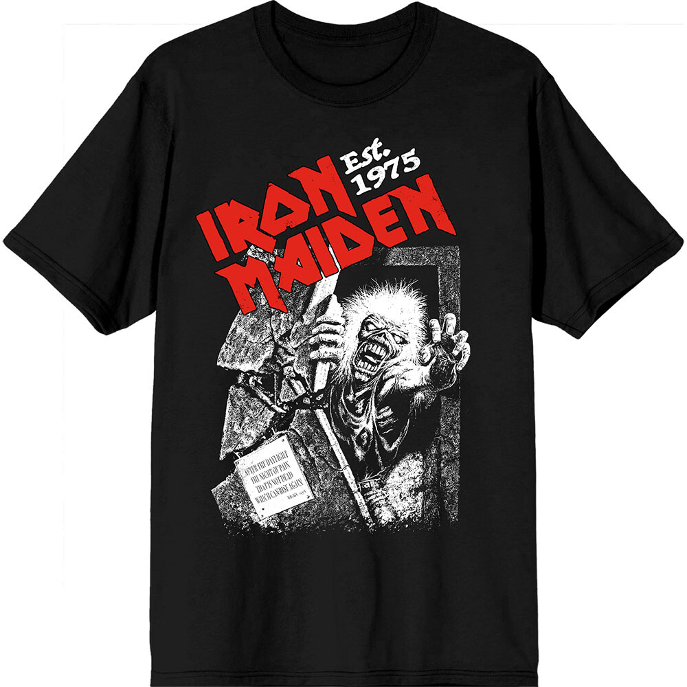 Iron Maiden tričko Est. 1975 No Prayer Grave Red Logo Čierna S