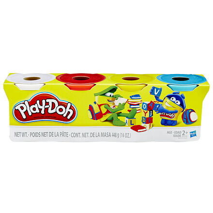 Play Doh 4 ks balenie téglikov - modrá, žltá, červená, biela