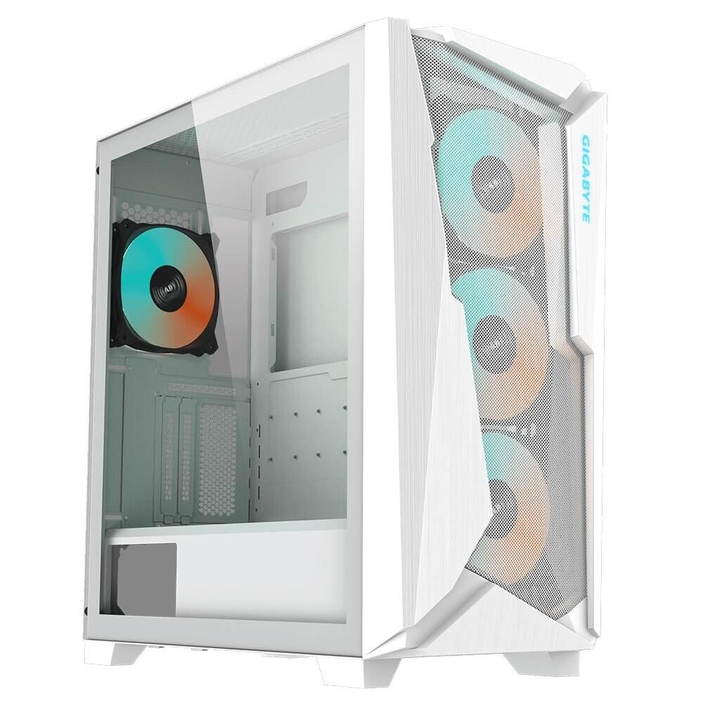 GIGABYTE case GB-C301GW, ARGB Hub, priehľadná bočnica, Mid tower, 4x ARGB ventilátor, biela