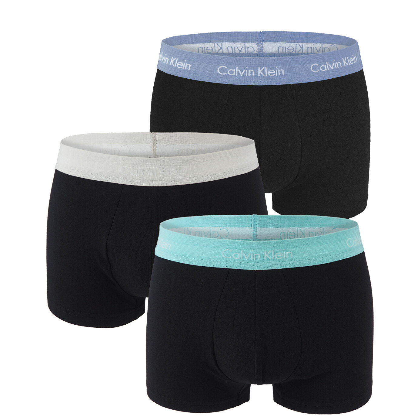 Calvin Klein - boxerky 3PACK cotton stretch black with fade denim & gentle green waist - limitovaná fashion edícia