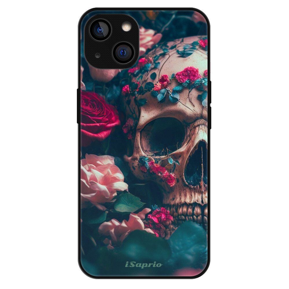Lesklé puzdro Exclusive iSaprio - Skull in Roses - iPhone 14