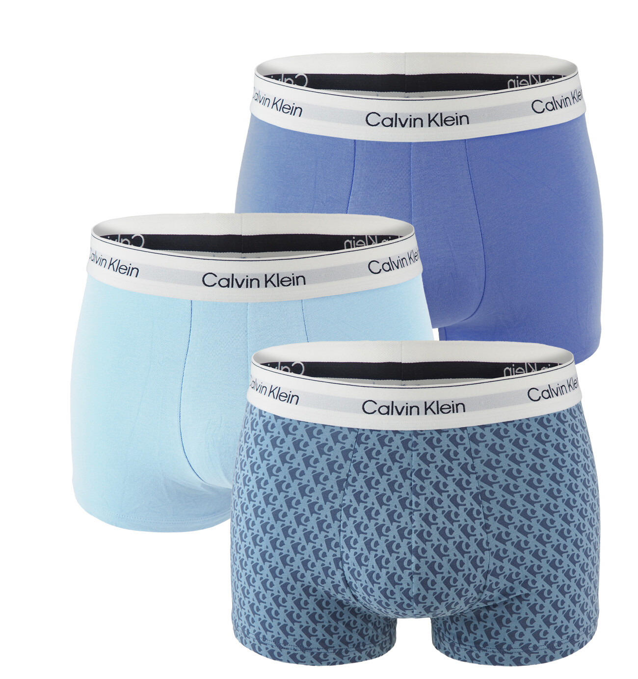 Calvin Klein - boxerky 3PACK Icon cotton stretch CALVIN KLEIN logo blue color combo - limitovaná fashion edícia