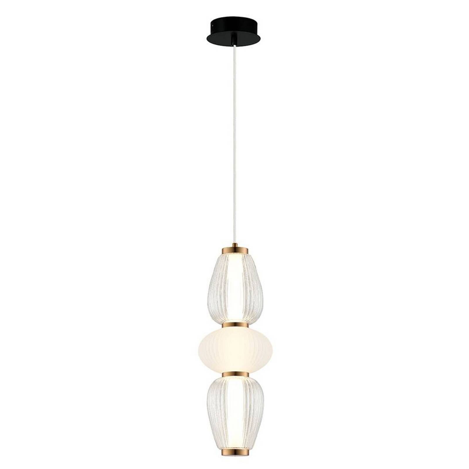 LED závesné svietidlo Shiny, Ø 16 cm, číre/biele, sklo