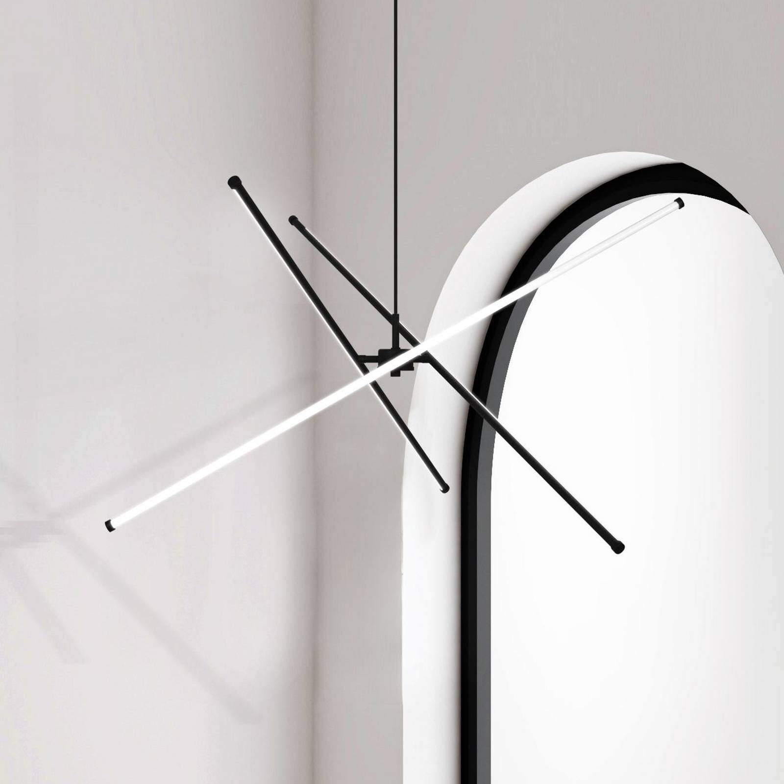 LED závesné svietidlo Sandy, dĺžka 90 cm, čierne, kovové