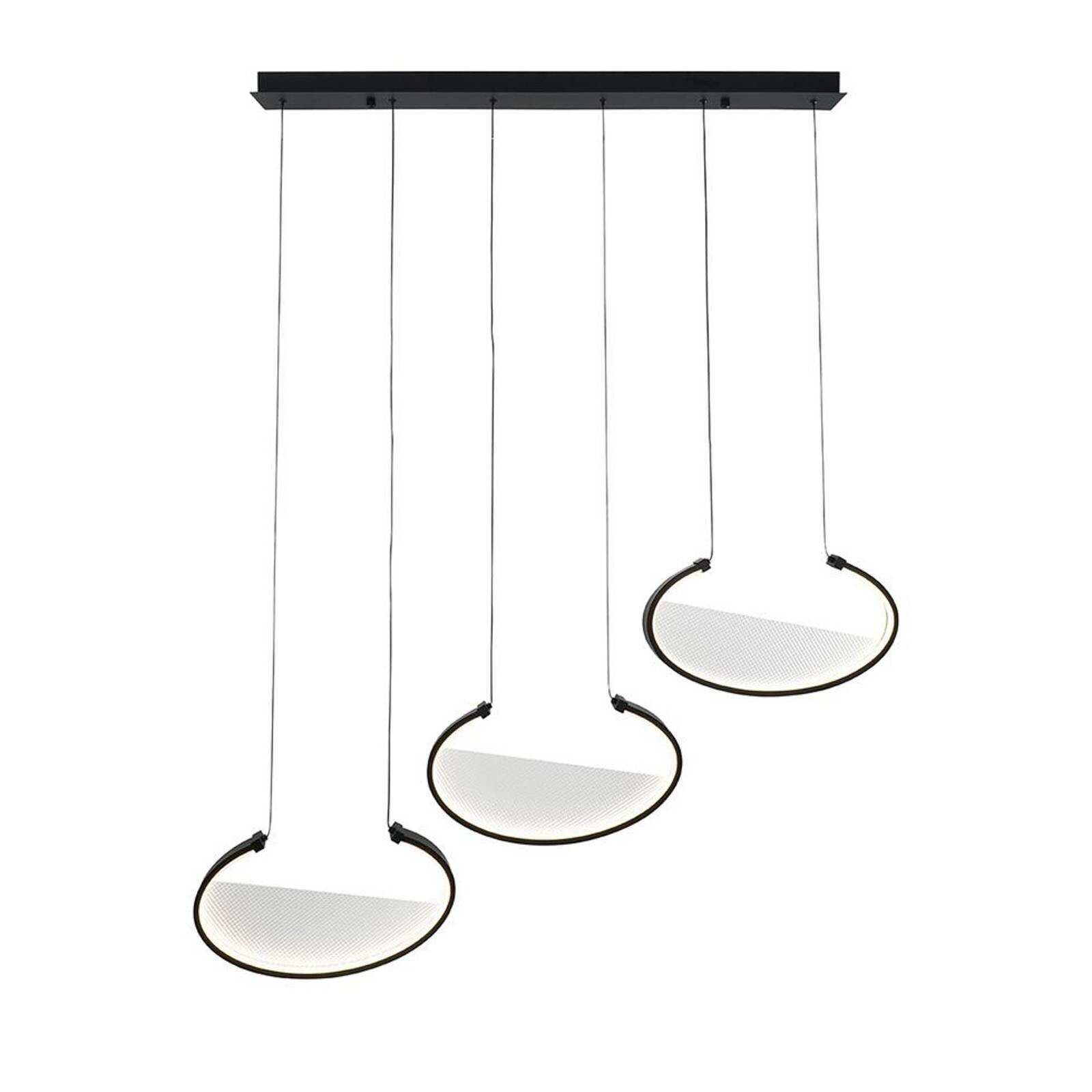 LED závesné svietidlo Adele, dĺžka 117 cm, čierne, kov, 3-pl.