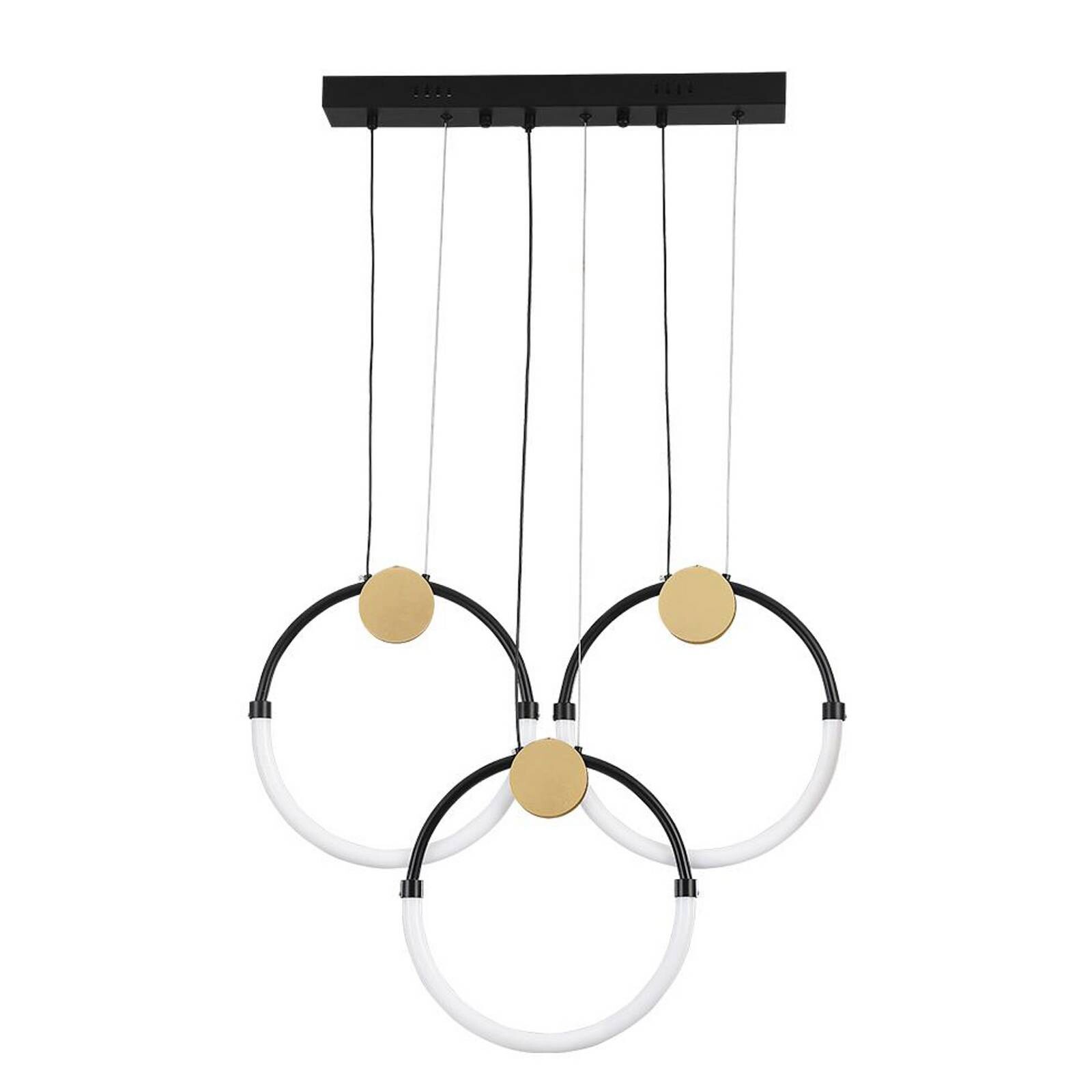 LED závesné svietidlo Briana, dĺžka 63 cm, čierna/zlatá 3-pl