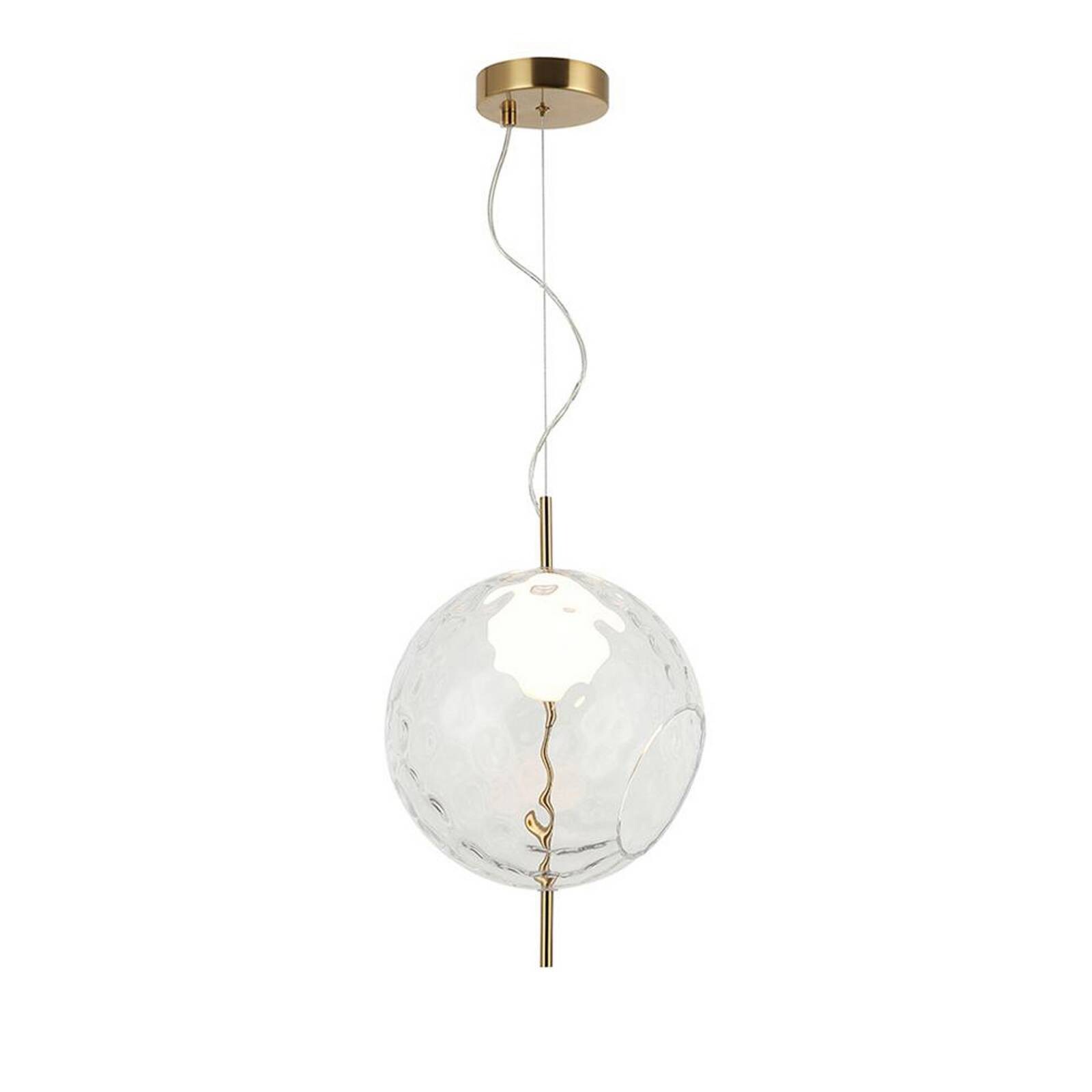LED závesné svietidlo Dalia, číre/zlaté, Ø 30 cm, sklo