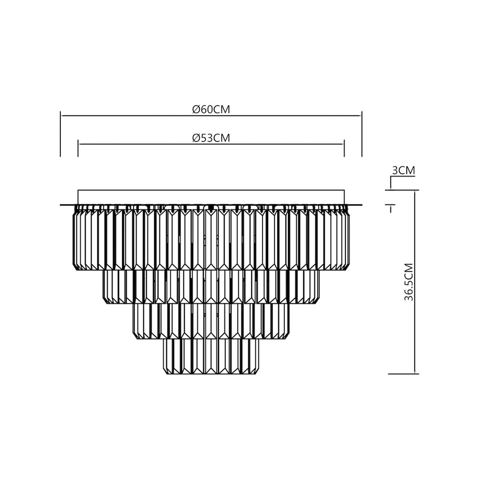Stropné svietidlo Milano, Ø 60 cm, zlatá/krištáľ, sklo, 9 x E14