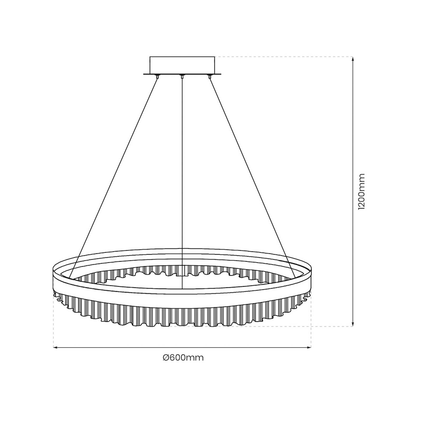 LED závesné svietidlo Preciosa, zlatá/krištáľová, akryl, Ø 60 cm