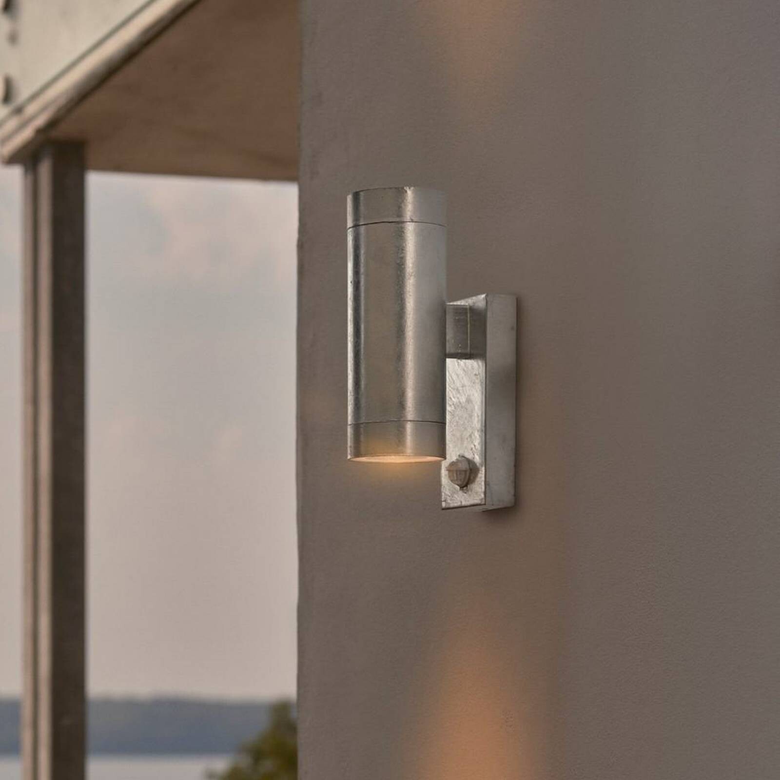 Vonkajšie nástenné svietidlo Tin Maxi Double Sensor, pozinkované, IP54, GU10