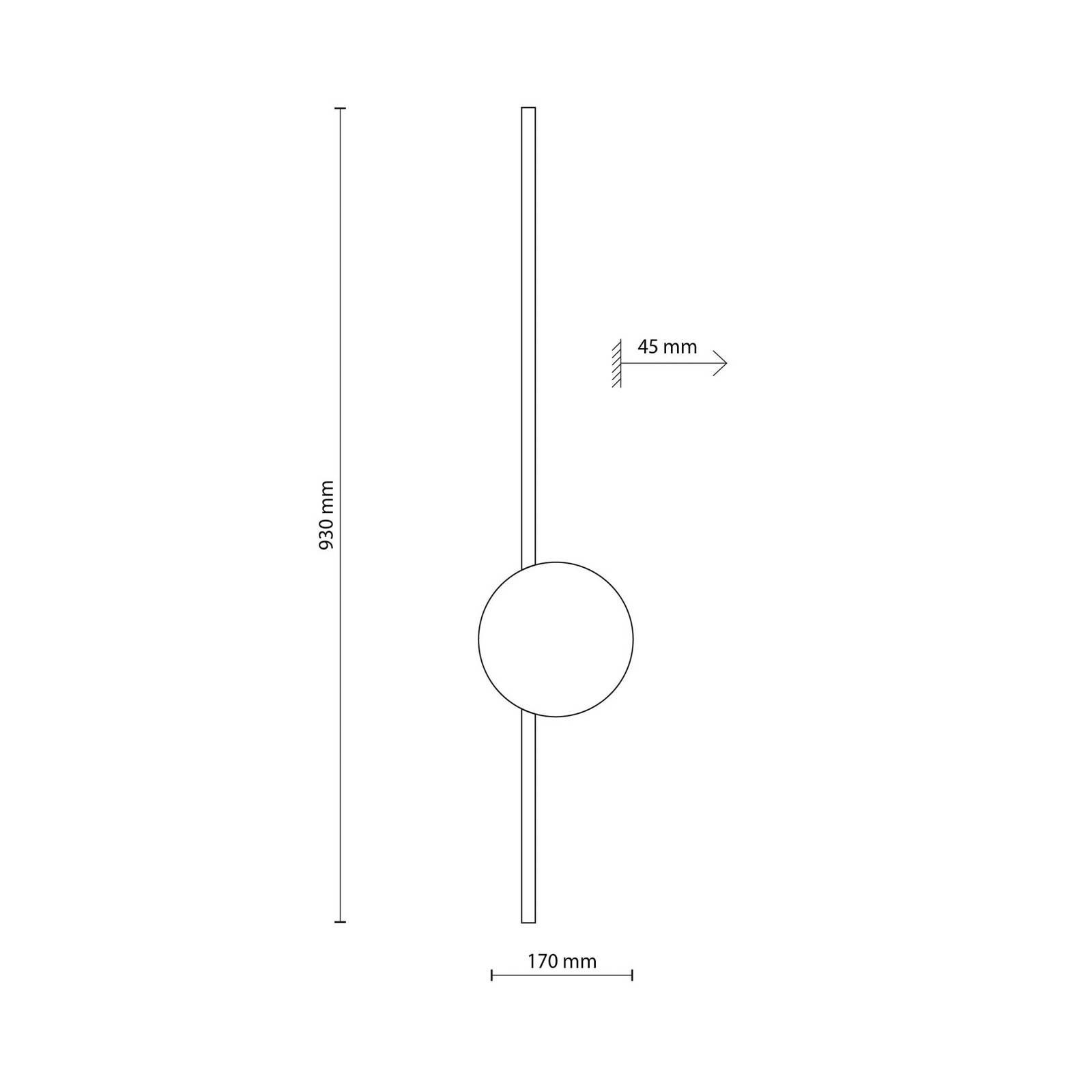 Nástenné svietidlo Java II LED, čierne, výška 93 cm, kov