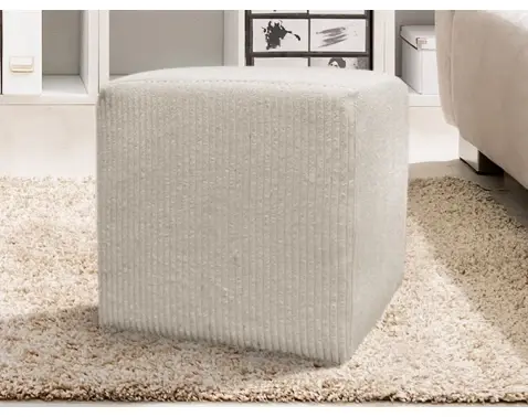 Taburet Bali, 40x40 cm, svetlo béžová štruktúrovaná látka%