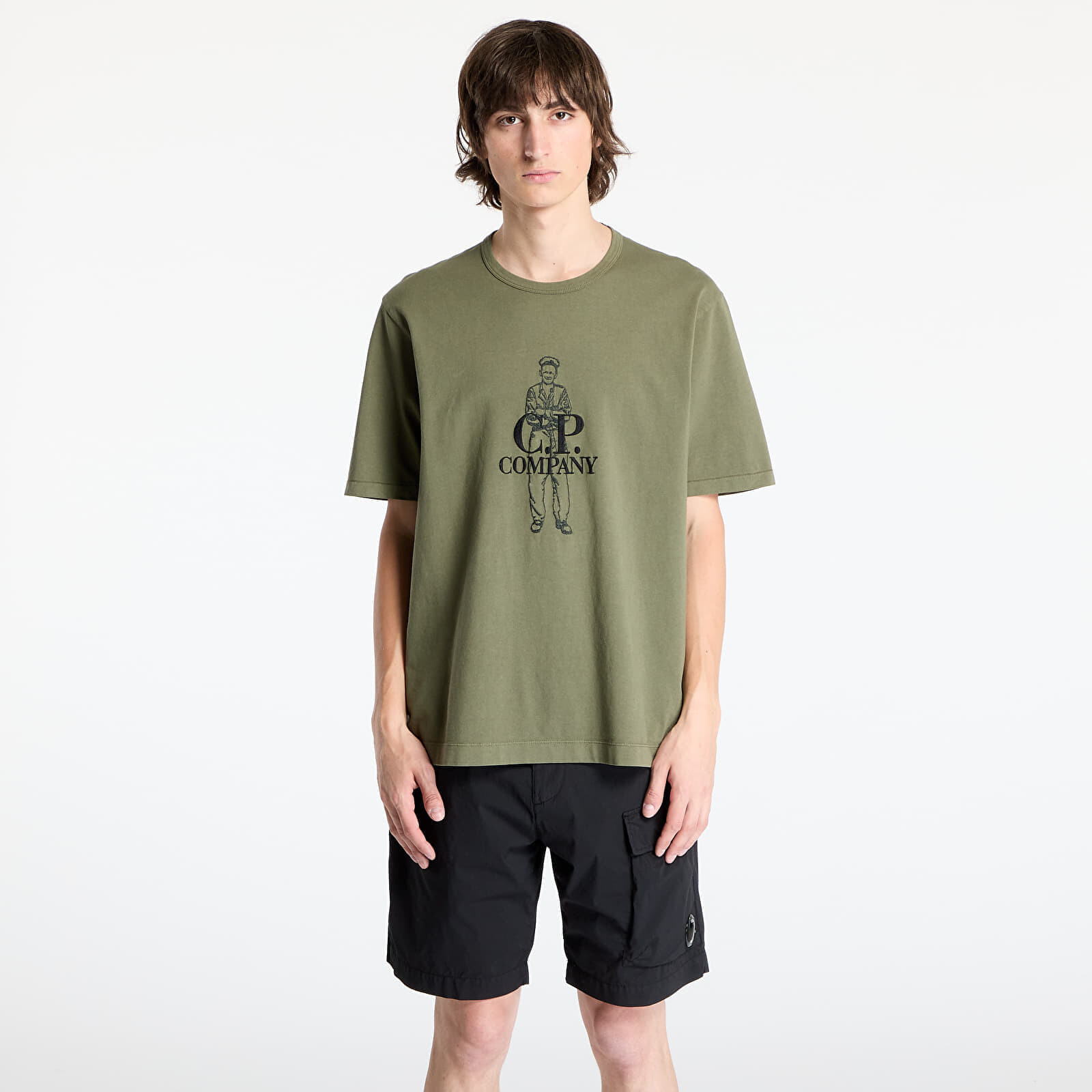 Tričko C.P. Company 1020 Jersey Logo T-Shirt Thyme Green M