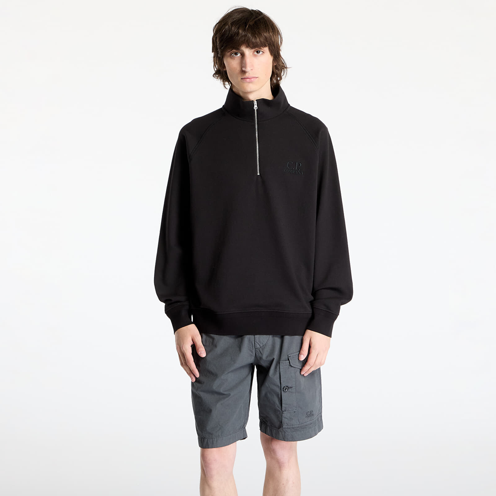 Mikina C.P. Company Diagonal Raised Fleece Sweatshirt Black S