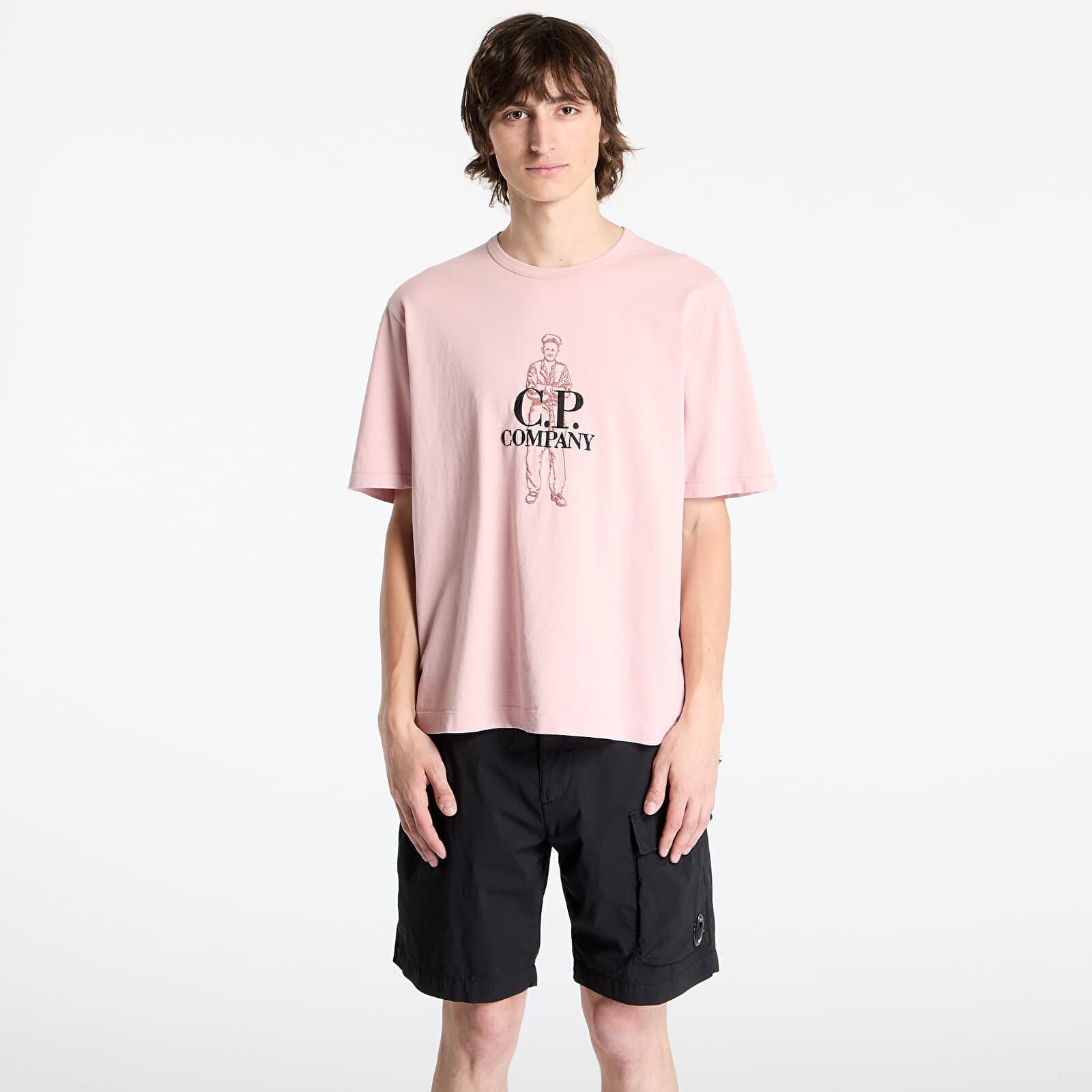 Tričko C.P. Company 1020 Jersey Logo T-Shirt Misty Rose Pink L