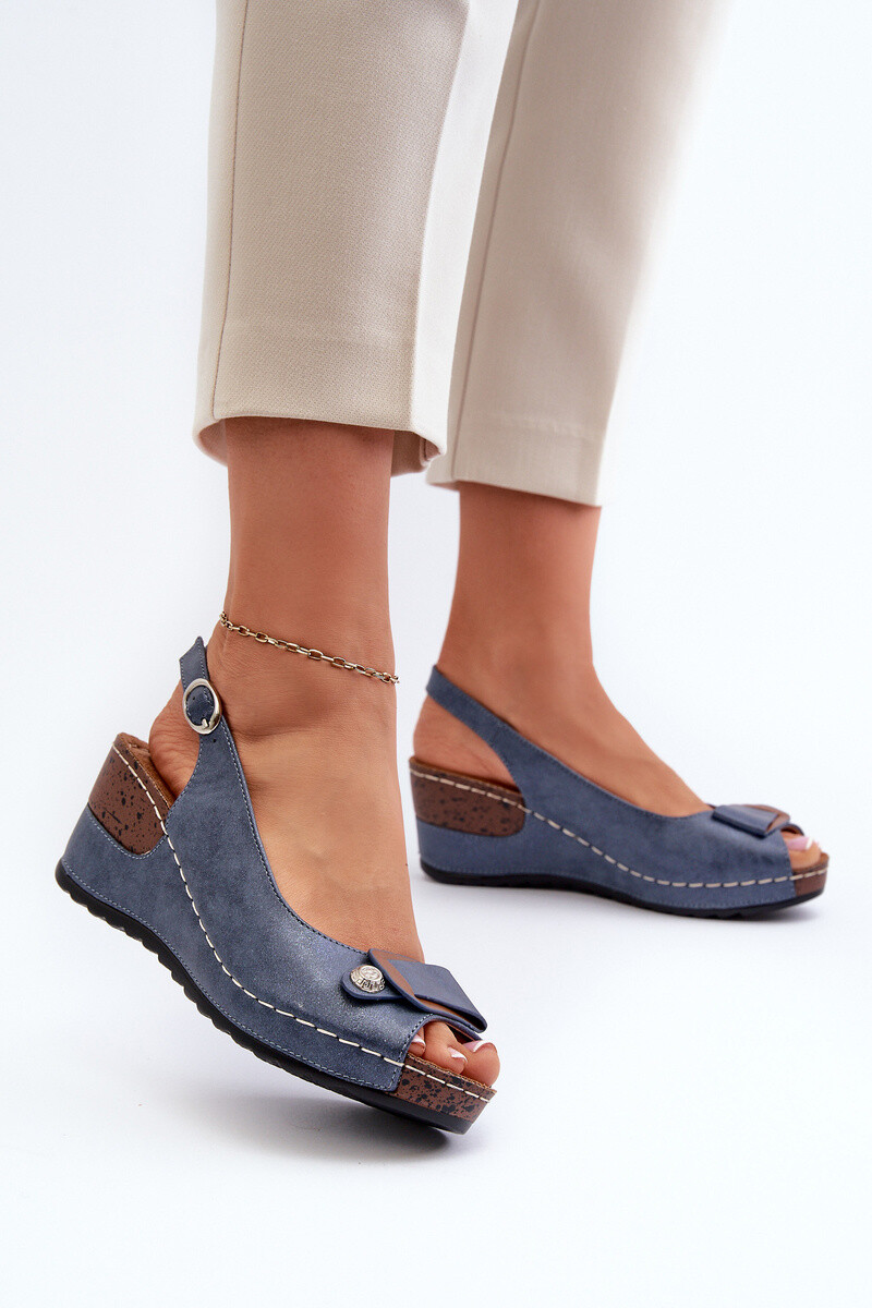 PE1 Dámske Ľahké Sandále Na Klinu Comfort Shoe Modré Efravia