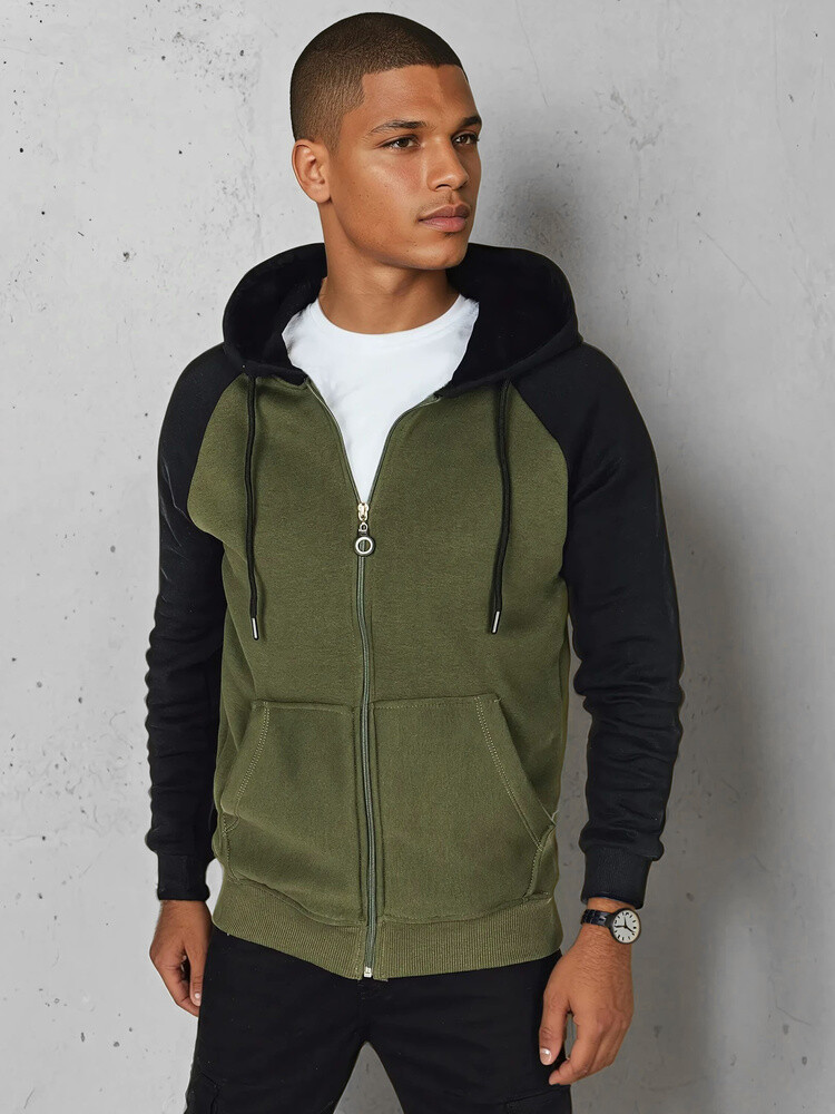 Bluza męska rozpinana z kapturem khaki Dstreet