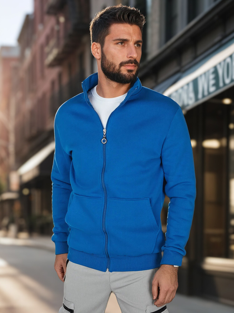 Bluza męska rozpinana ze stójką niebieska Dstreet