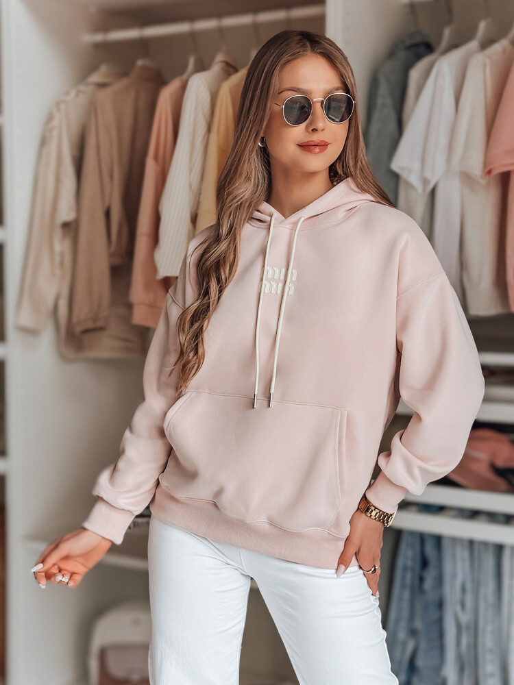 Bluza damska oversize z kapturem MINMIN LOVE różowa Dstreet