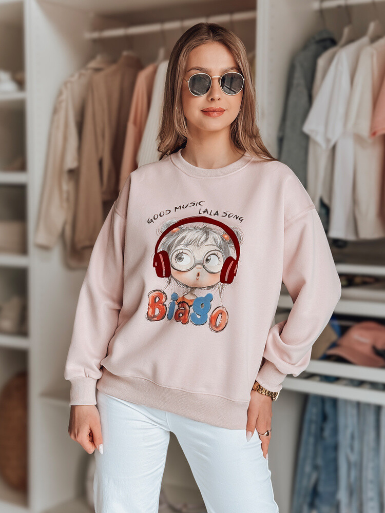 Bluza damska oversize z nadrukiem LALA VIBE różowa Dstreet