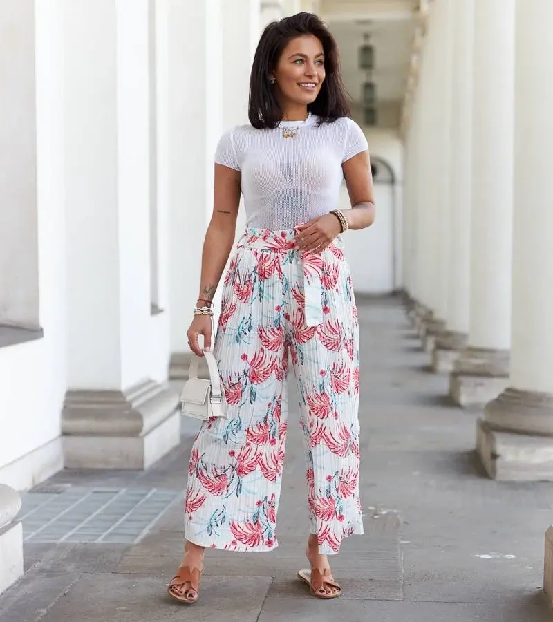 UR/CEO White wide pleated women's pants Sijam