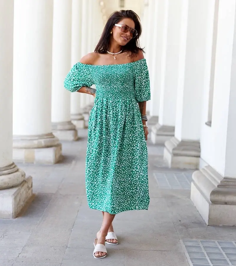 UR/CEO Green floral dress Zetticci