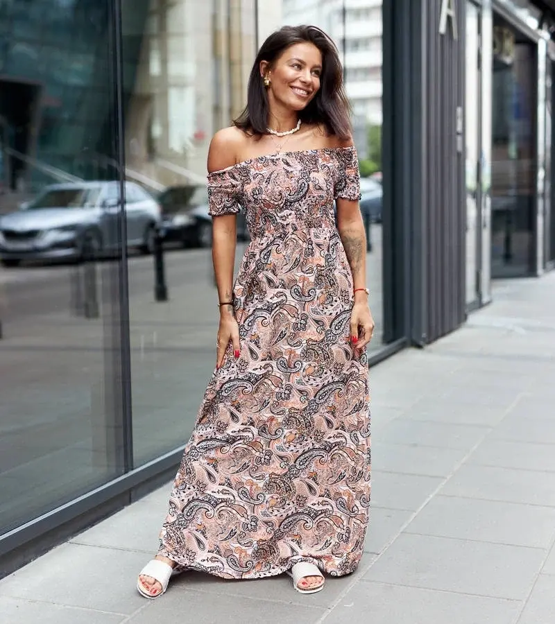 UR/CEO Orange dress with ruching Venezia