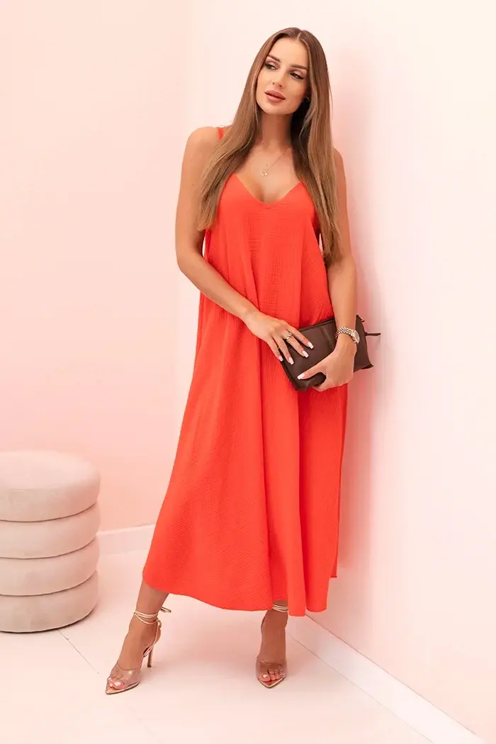 Kesi Włoski Mušelínové šaty s ramienkami malina